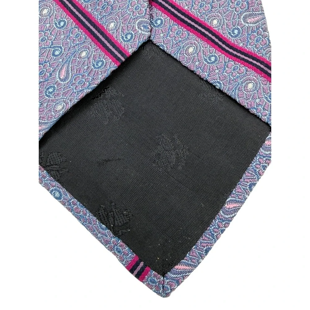 Brooks Brothers Makers &‎ Merchant Tie Silk Blue Pink Paisley Striped (TF19)